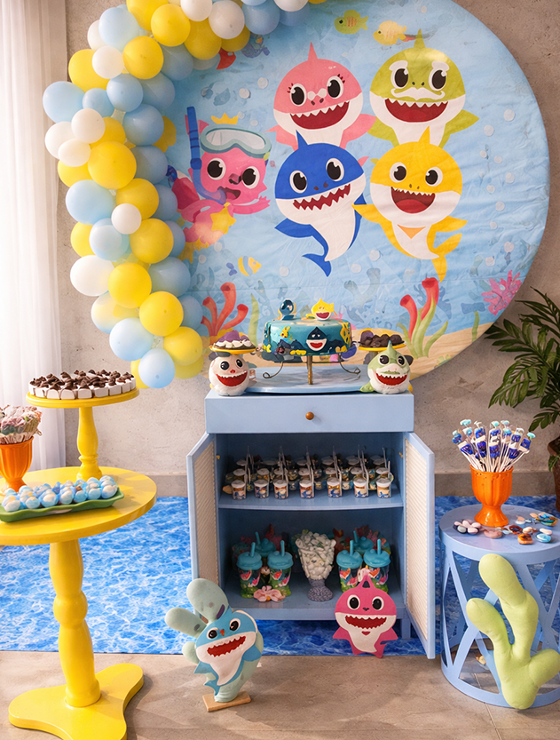 Decoração Baby Shark entregue pela Lilalu